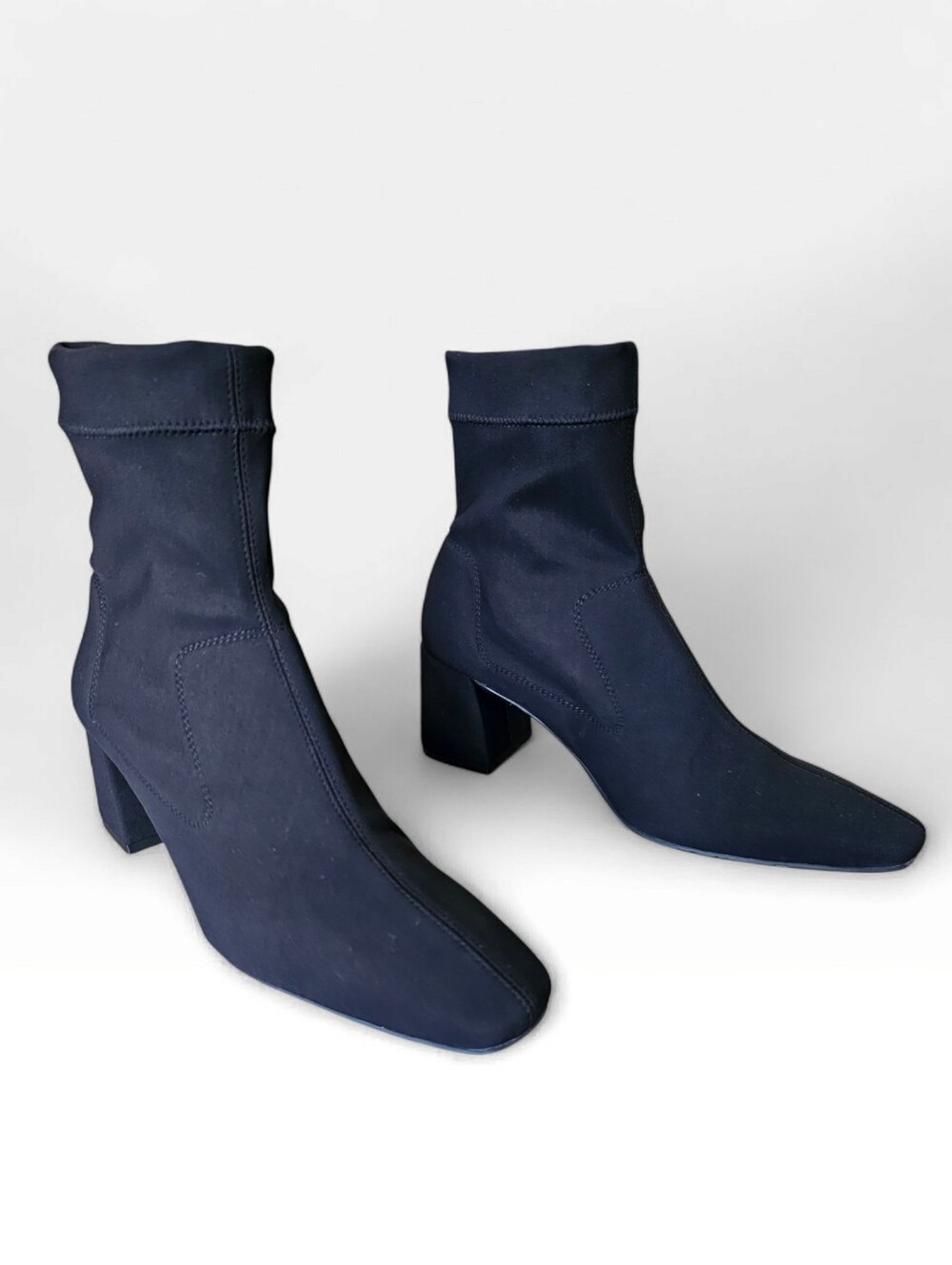 PEDRO GRACIA Black Stretch Sock Block Heel Ankle Bootie 37.5/7.5M